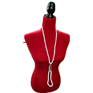 Zzan Faux Pearl and Silvertone Necklace and Earring Set